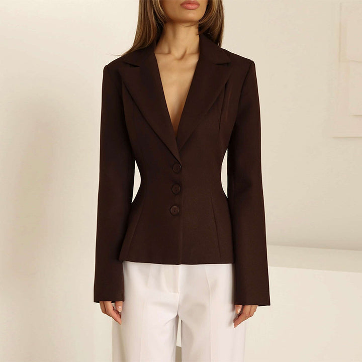 Damen taillierter Blazer mit elegantem Revers Drune