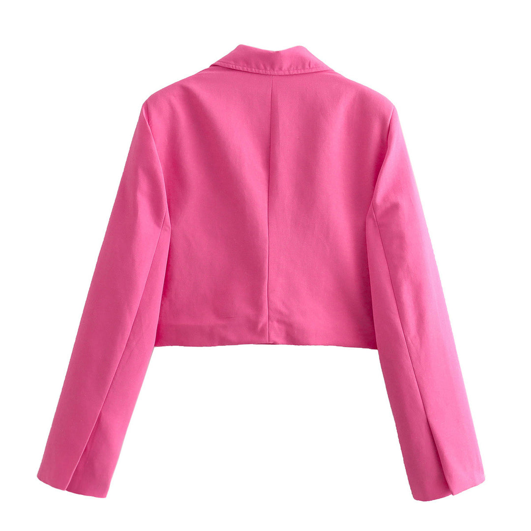 Damen cropped Blazerjacke mit elegantem Revers und praktischen Taschen Drune