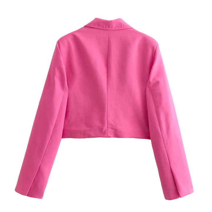 Damen cropped Blazerjacke mit elegantem Revers und praktischen Taschen Drune