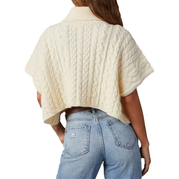 Damen kuscheliger Strickpullover mit Rippstruktur und hohem Kragen Drune