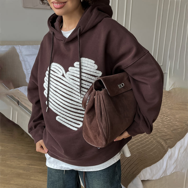 Damen Kapuzenpullover mit kreativem Herzdesign und lässigem Schnitt Drune