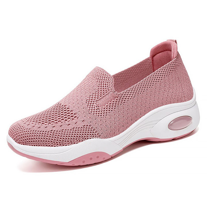 Damen nan nahtloser Strick-Freizeit-Sneaker mit atmungsaktiver Mesh-Oberschicht und sichtbarer Luftkissen-Zwischensohle Drune