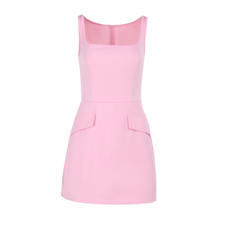 Damen figurbetontes Sommerkleid mit praktischen Taschen Drune