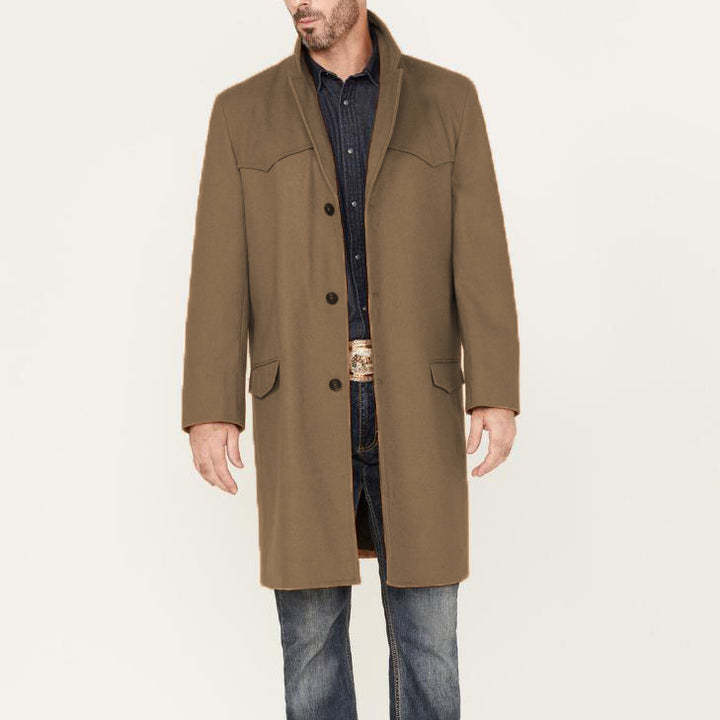 Herren eleganter Longcoat mit strukturiertem Kragen Drune