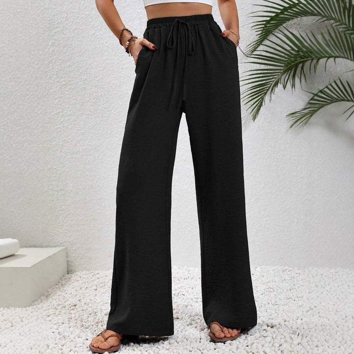 Damen lässige Palazzohose mit elastischem Bund und praktischen Taschen Drune