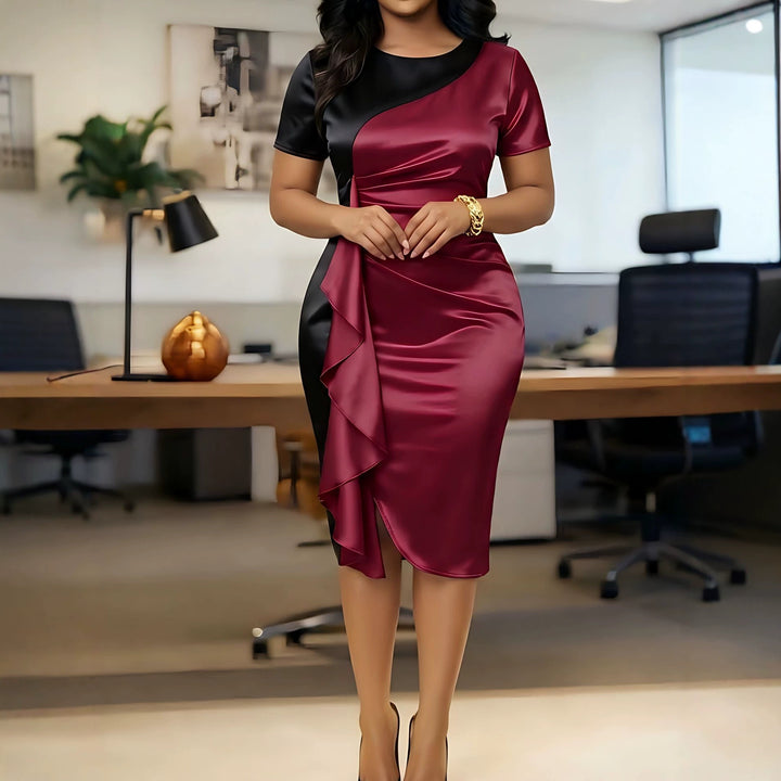 Damen Glamouröses Wickelkleid mit asymmetrischer Drapierung Drune