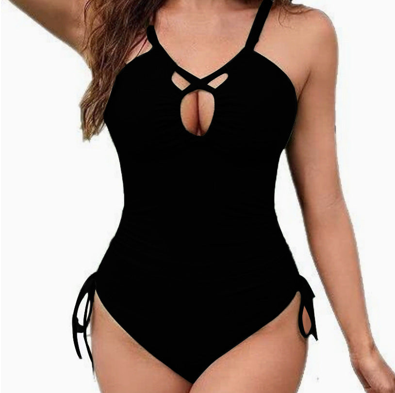 Damen Einteiler-Badeanzug mit modischem Schlüssel-Loch-Design Drune