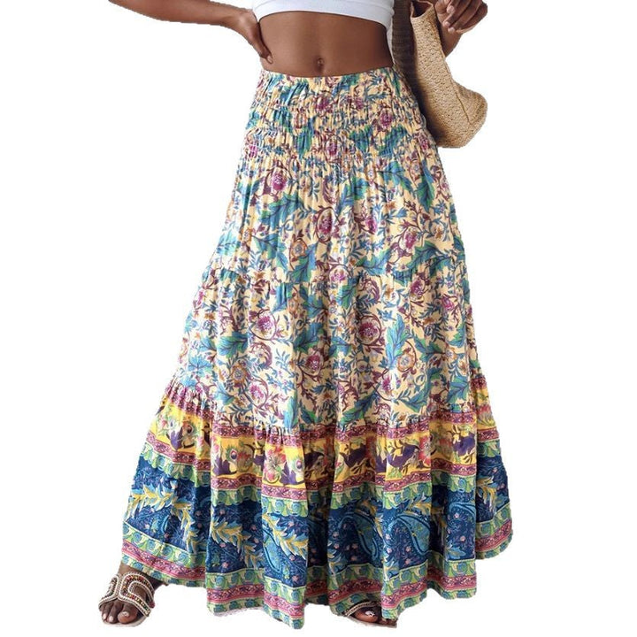 Damen Sommerlicher Maxirock mit floralen Mustern und voluminösem Saum Drune