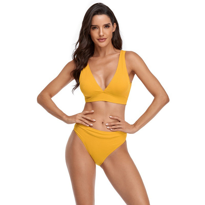 Damen Bikini-Set mit sportlichem V-Ausschnitt und hohem Taillenslip Drune