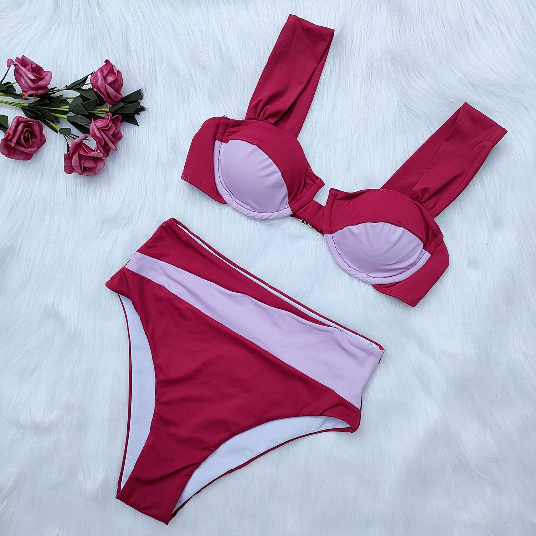 Damen Hochgeschnittenes Bikini-Set mit innovativem Design Drune