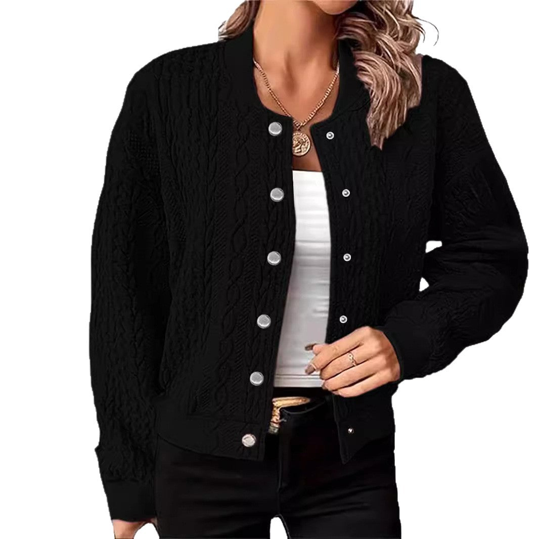 Damen Strickjacke im modernen Zopfmuster mit Druckknopfverschluss Drune