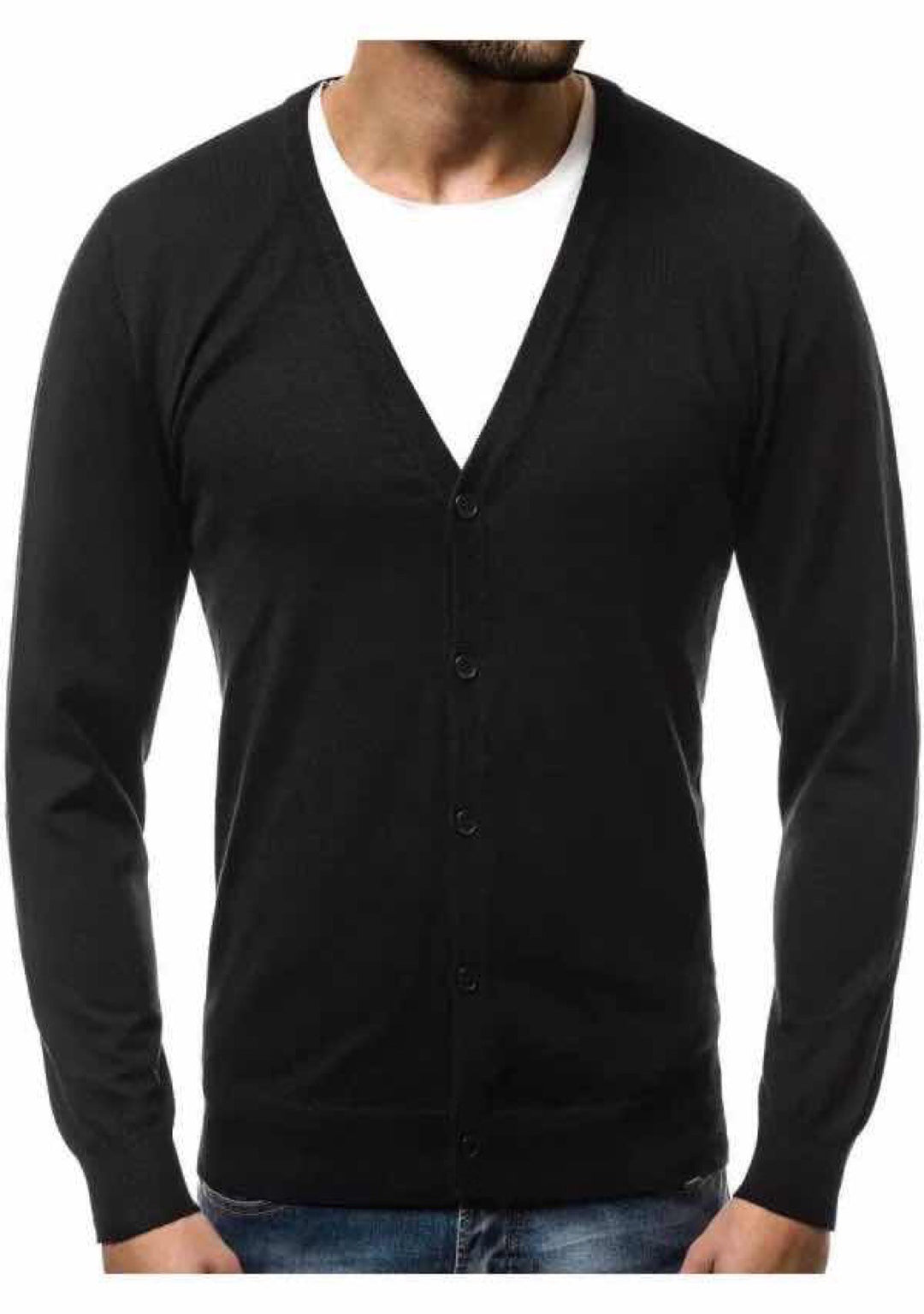 Herren nan Feinstrick-Cardigan mit V-Ausschnitt, schmaler Passform und durchgehender Knopfleiste Drune