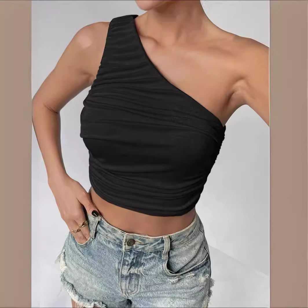 Damen Asymmetrisches Crop-Top mit Rüschendetails Drune