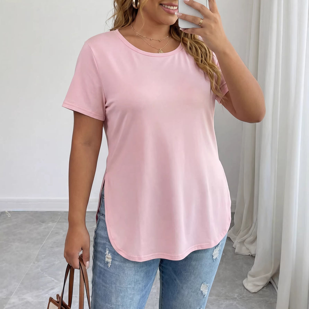 Damen lässiges T-Shirt mit seitlichem Schlitz Drune