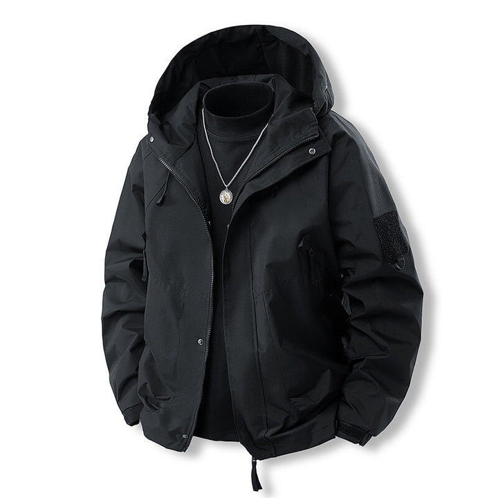 Herren funktionale Outdoor-Jacke mit verstellbarem Kapuzenbereich und atmungsaktiven Eigenschaften Drune