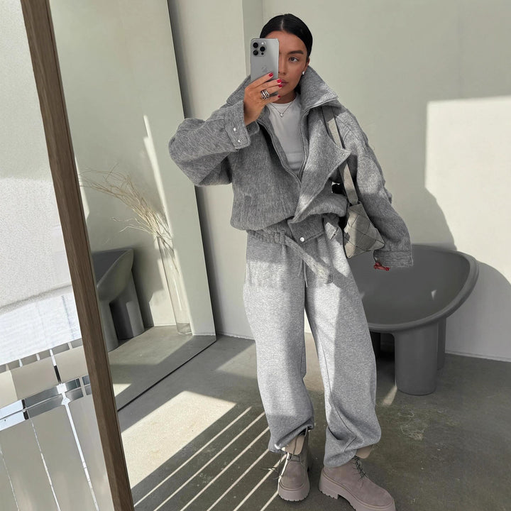 Damen Modische und warme Wickeljacke Drune