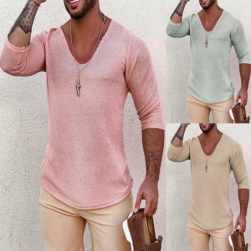 Herren V-Ausschnitt Shirt mit innovativem Strukturdesign Drune