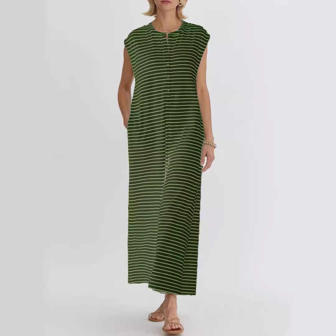 Damen lässiger Jumpsuit mit modernem Streifenmuster und praktischen Taschen Drune