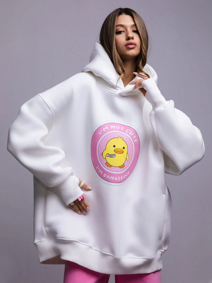 Damen Oversized Hoodie mit kreativem Grafikdesign Drune