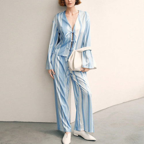 Damen Loungewear-Set mit weitem Schnitt und Streifenmuster Drune