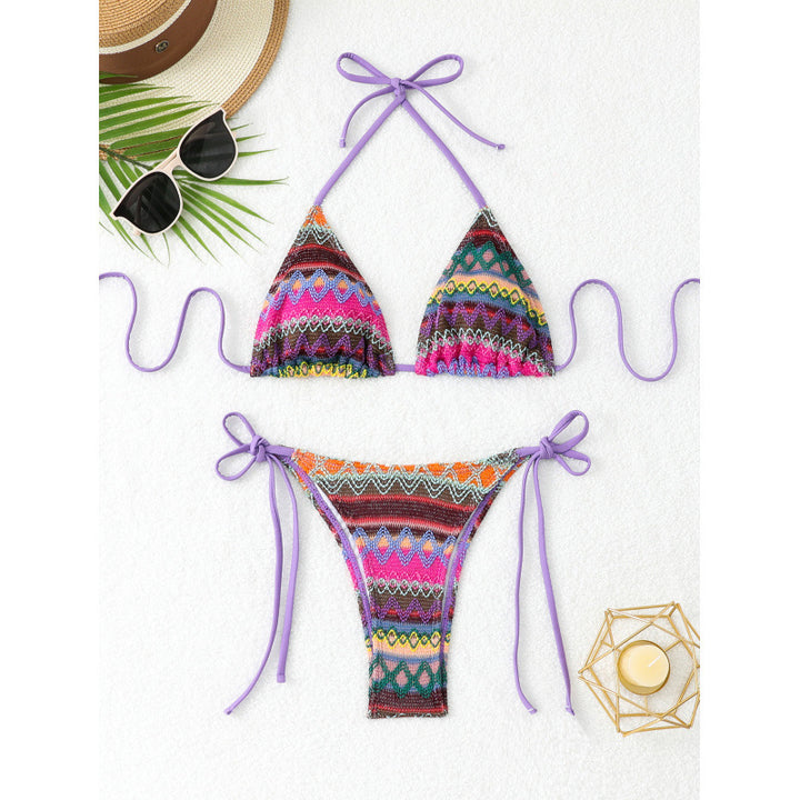 Damen Triangel-Bikini-Set mit farbenfrohem Ethno-Muster Drune