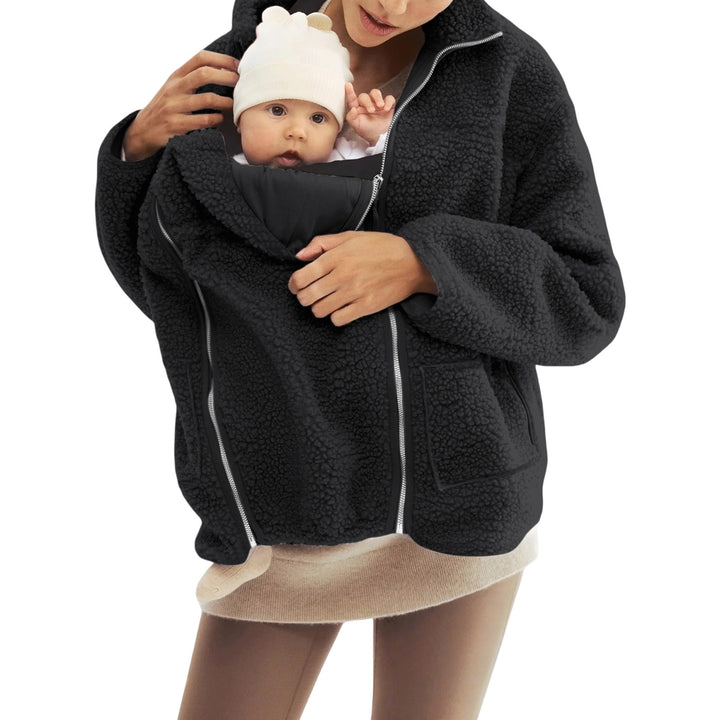 Damen nan oversized Teddyfleece Jacke mit Stehkragen und durchgehendem Reißverschluss Drune
