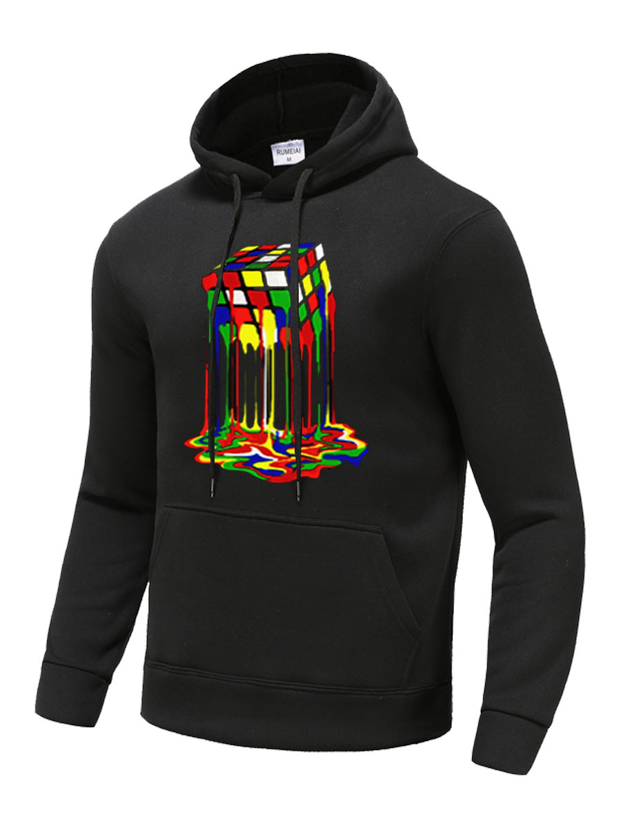 Herren Kapuzenpullover mit kreativem Rubik's Cube Grafikdruck Drune