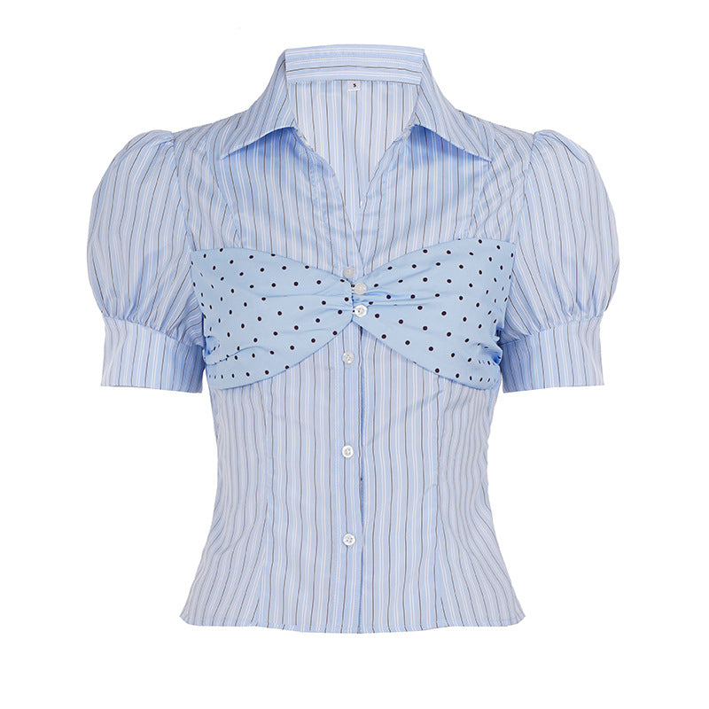 Damen Blusenshirt mit Puffärmeln und einzigartigem Bindedetail Drune