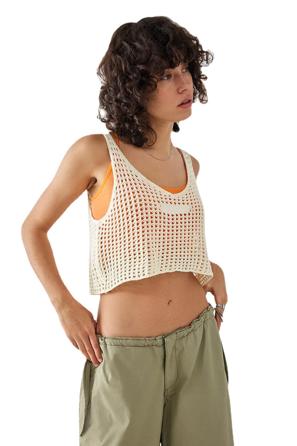 Damen luftiges Netz-Crop-Top Drune