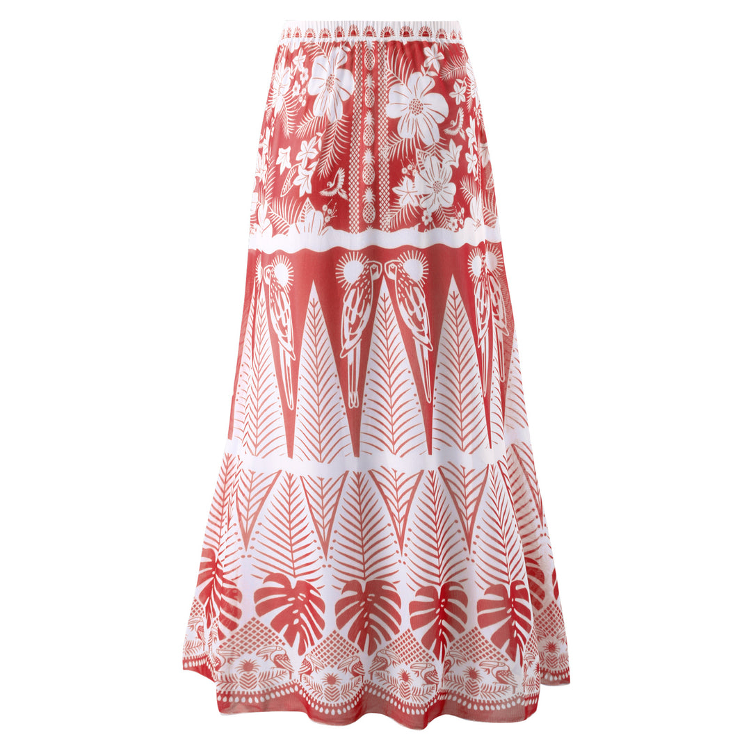 Damen Maxirock mit floralem Print und elastischem Bund Drune