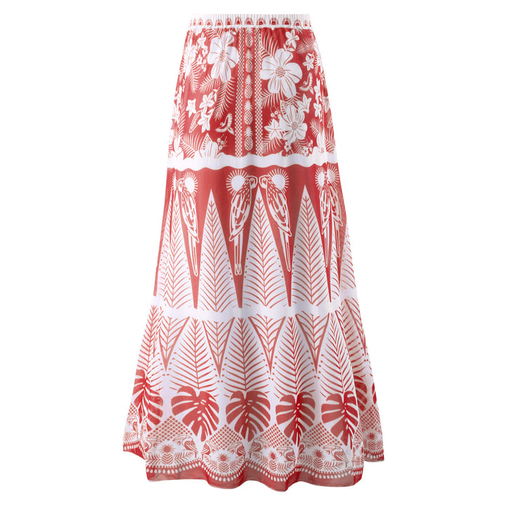 Damen Maxirock mit floralem Print und elastischem Bund Drune