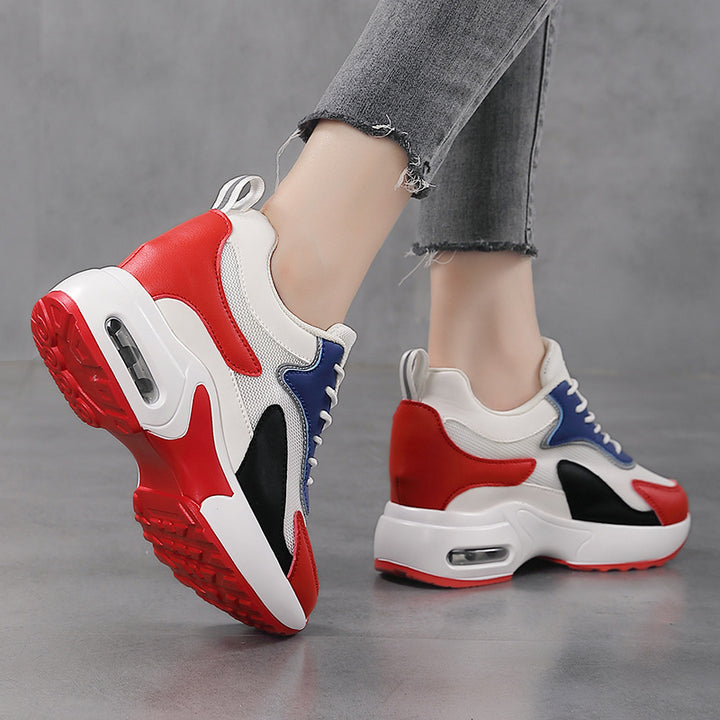 Damen nan dynamischer Retro-Sneaker mit sichtbarer Fersen-Dämpfung, strukturiertem Mesh-Obermaterial und Zuglasche Drune