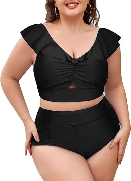 Damen Hochtailliertes Bademoden-Set mit Rüschendetails Drune
