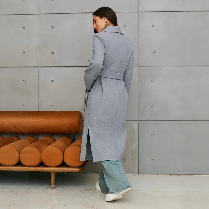 Damen Eleganter Wollmantel im doppelreihigen Design Drune