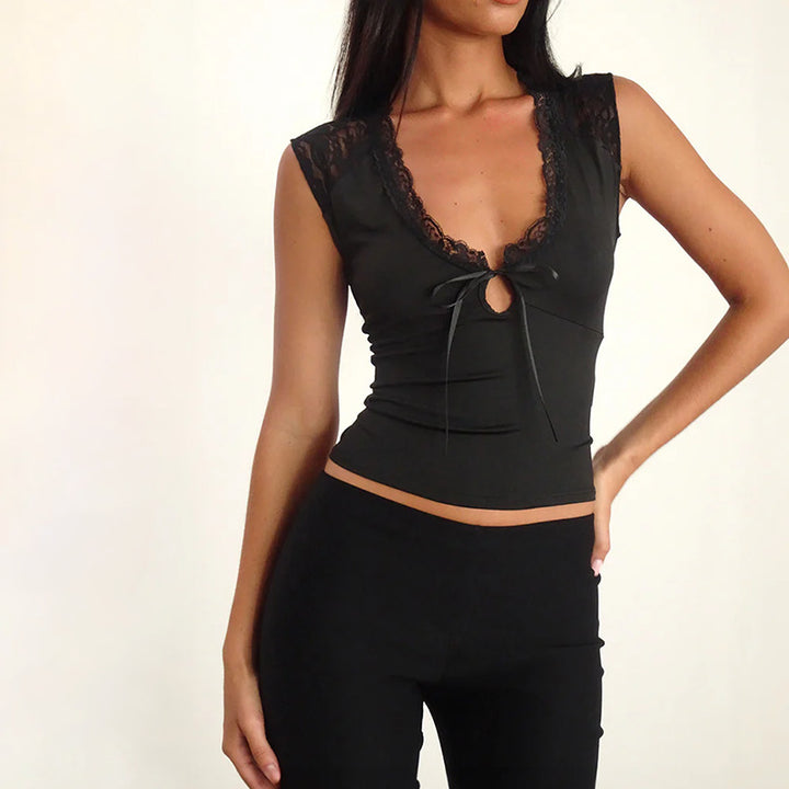 Damen Spitzen-Bustier mit dekorativen Schleifendetails Drune