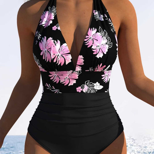 Damen Einteiler Badeanzug mit elegantem Floral-Design und figurformendem Schnitt Drune
