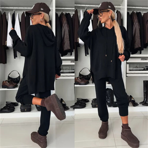 Damen lässiges Sport-Set mit oversized Hoodie und lässigen Jogginghosen Drune