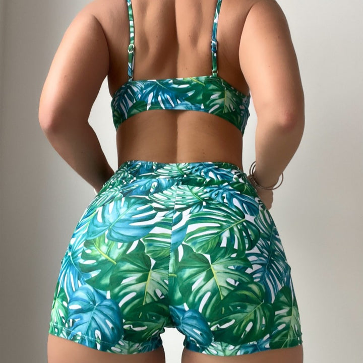 Damen Crop-Top und High-Waist Shorts Set Drune