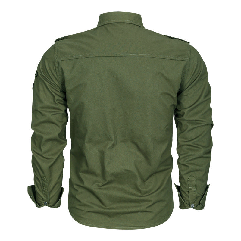 Herren nan Feldhemd aus Baumwoll-Twill mit Schulterklappen, aufgesetzten Brusttaschen und dezenter Patch-Verzierung Drune