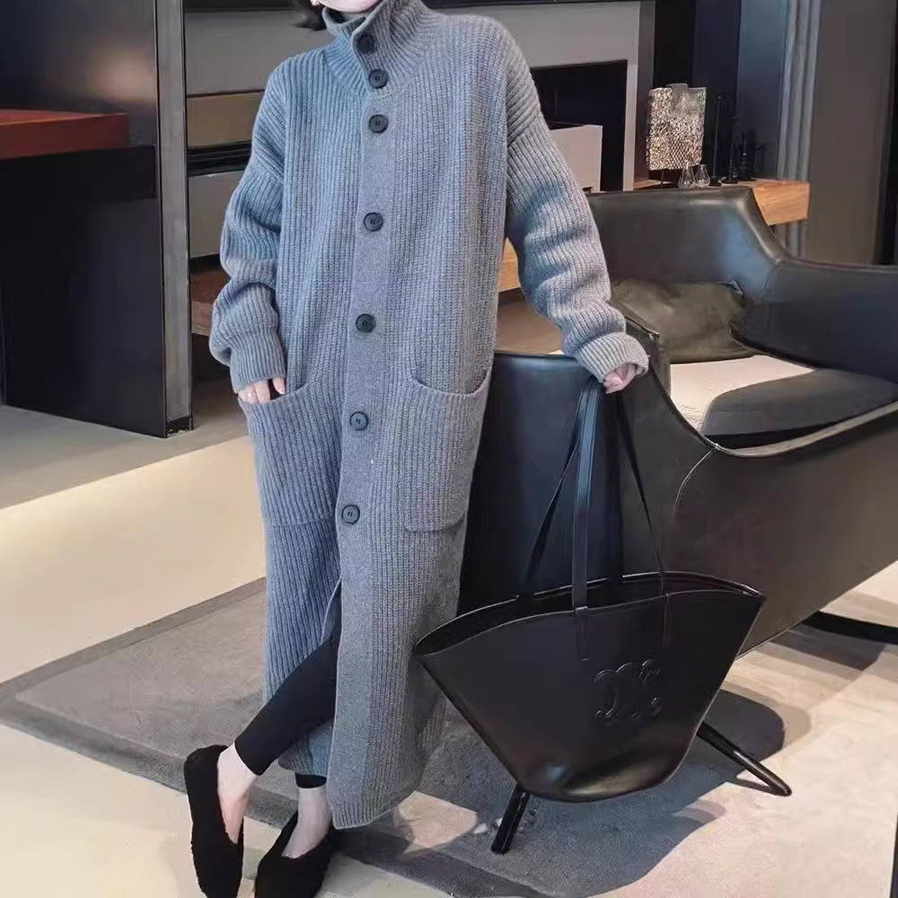 Damen Grobstrick-Cardigan mit Knopfverschluss und tiefen Taschen Drune