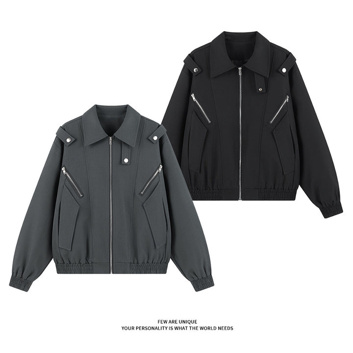 Damen stylische Windjacke mit funktionalen Reißverschlusstaschen und elastischen Bündchen Drune