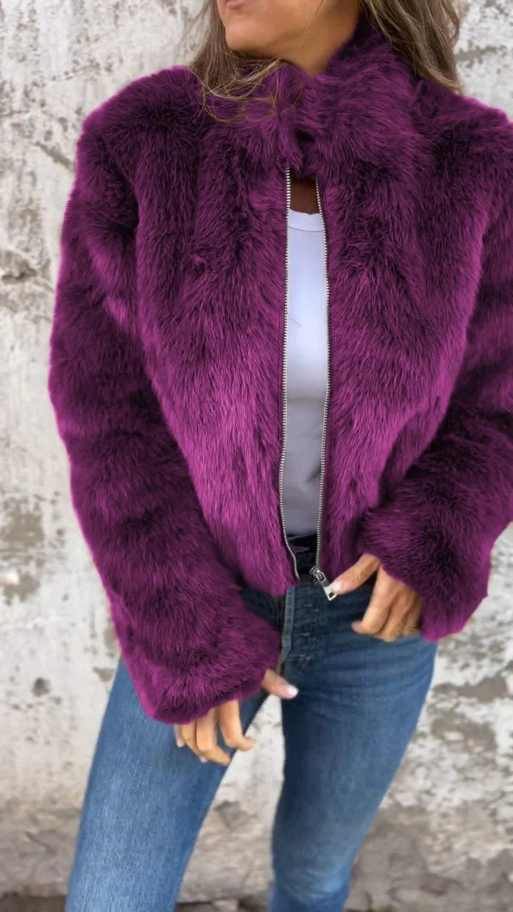 Damen Kuschelige Fleecejacke mit hohem Kragen Drune