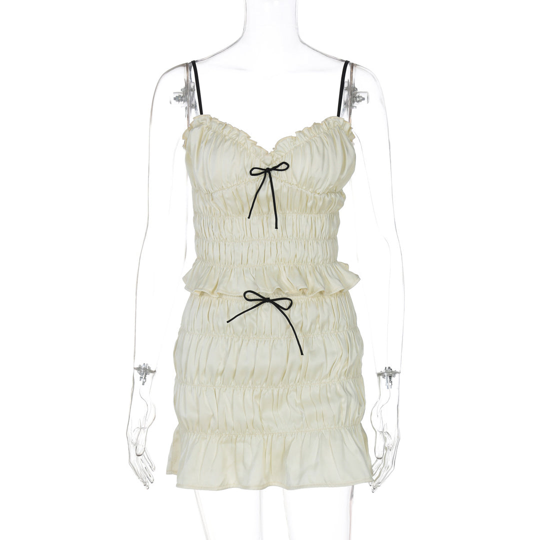 Damen Raffiniertes Mini-Kleid mit Rüschendetails und verstellbaren Trägern Drune