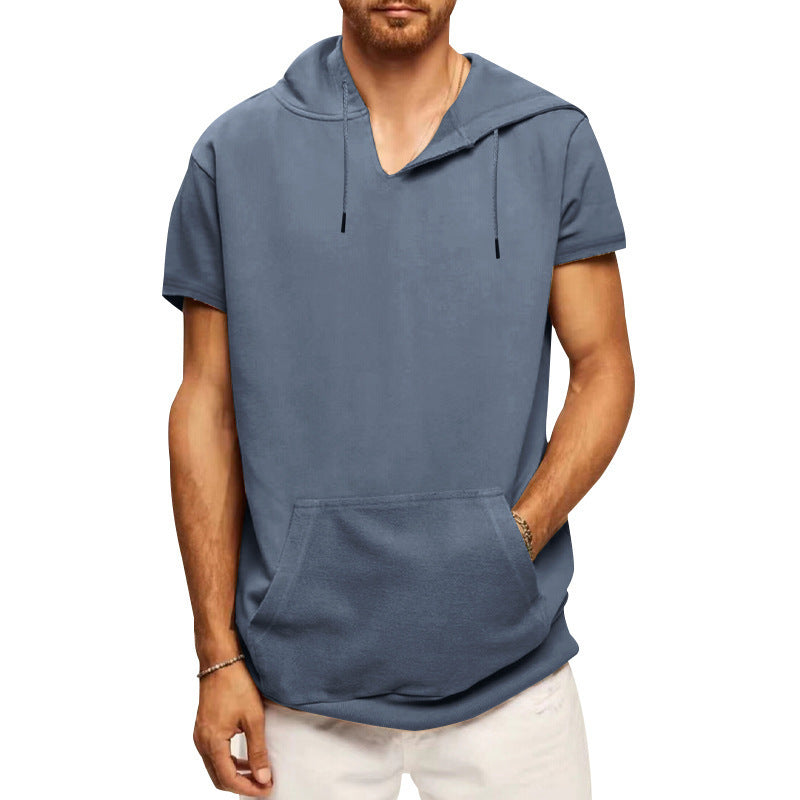 Herren lässiges Kapuzen-T-Shirt mit Fronttasche und modernem Schnitt Drune