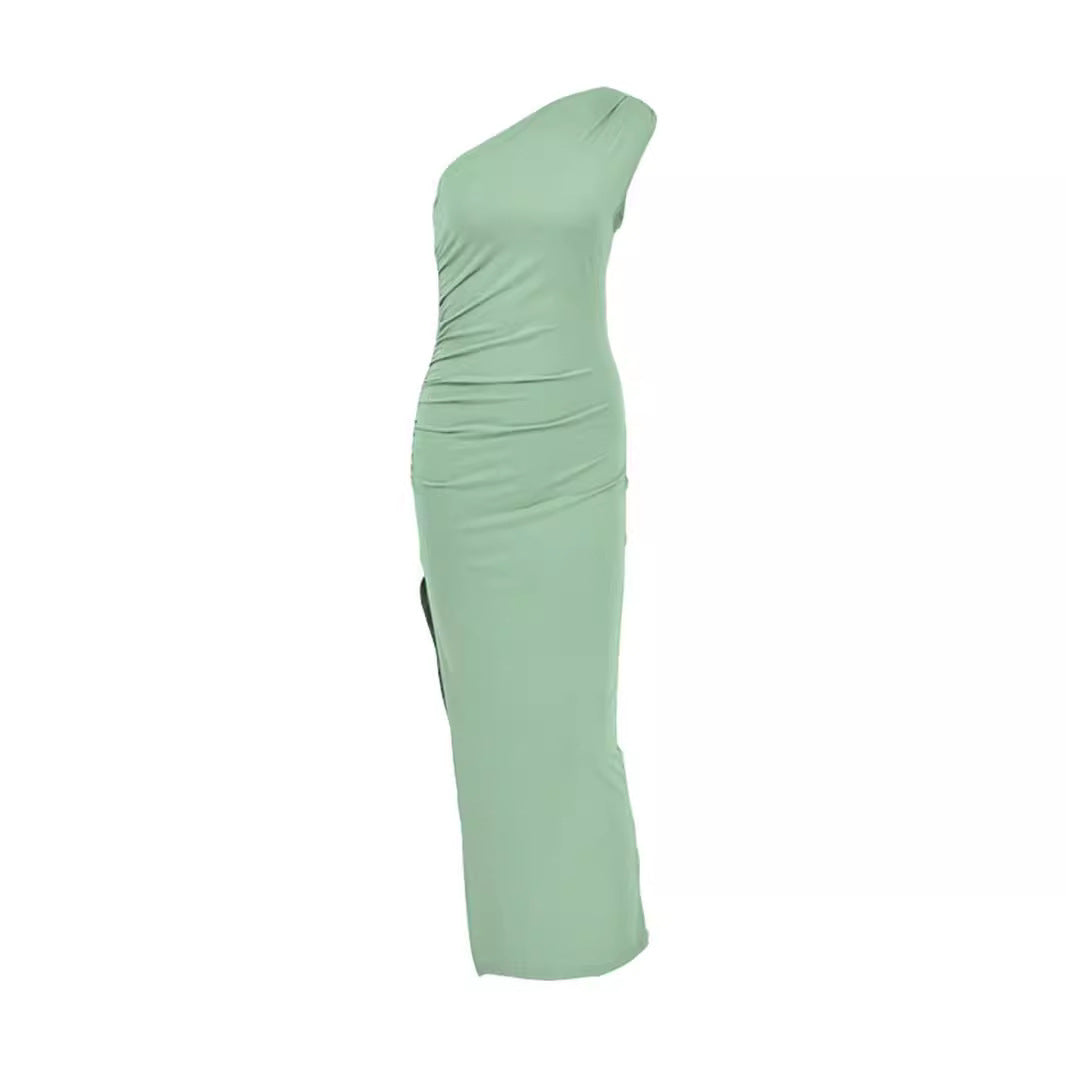 Damen Elegantes Wickelkleid mit asymmetrischem Design und hohem Schlitz Drune
