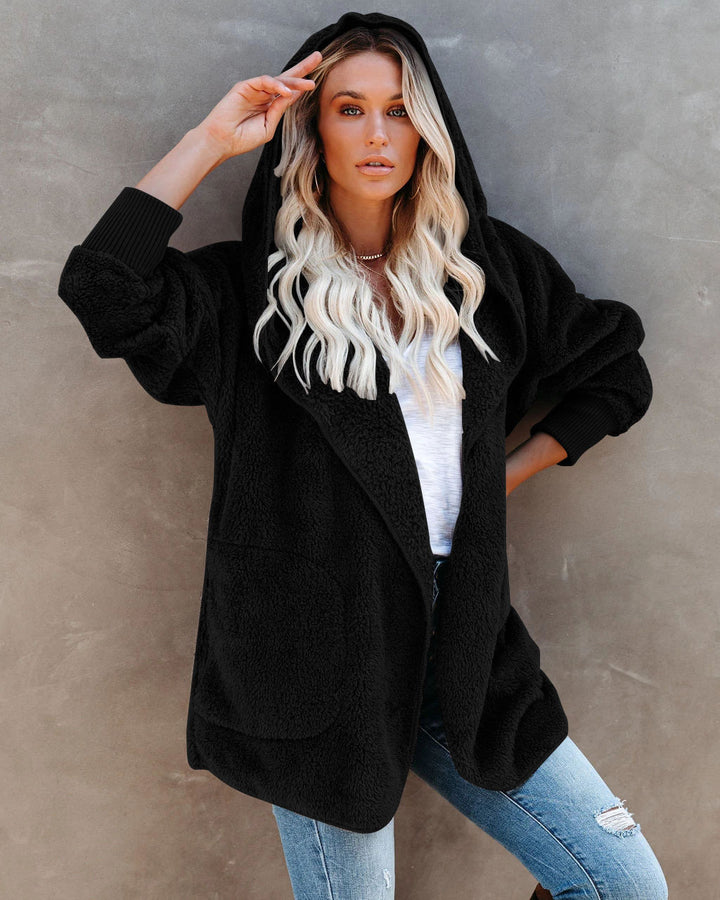 Damen Kuschelige Hoodie Jacke Drune