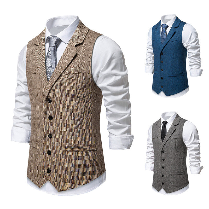 Herren Elegante Anzugweste im zeitgenössischen Design mit feinem Strukturmuster Drune