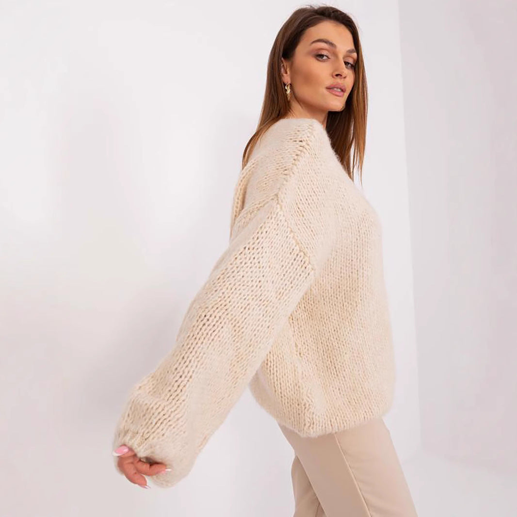 Damen Grobstrickpullover mit oversized Schnitt und weiten Ärmeln Drune