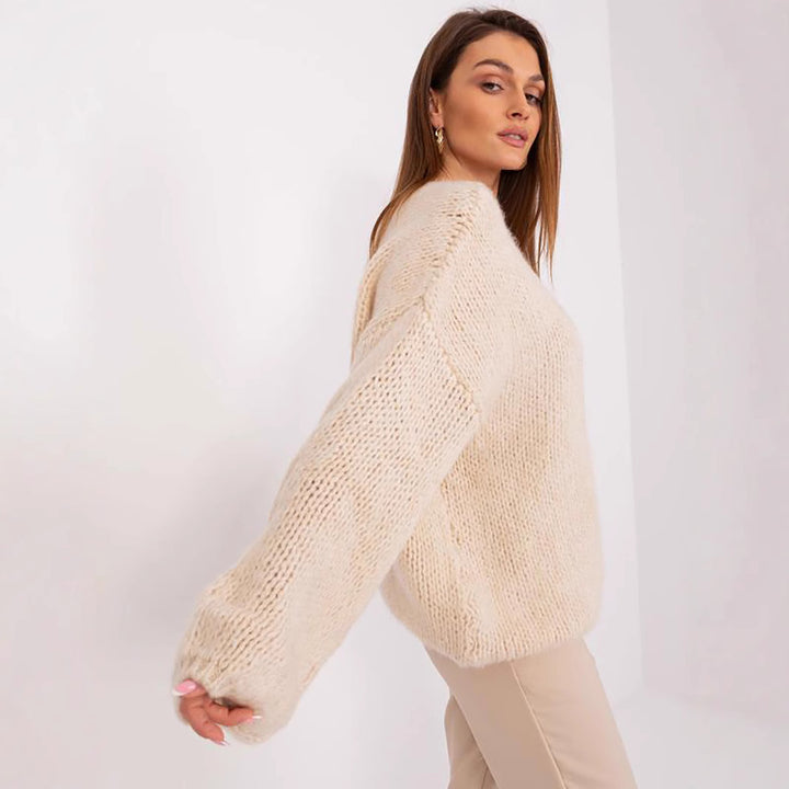 Damen Grobstrickpullover mit oversized Schnitt und weiten Ärmeln Drune