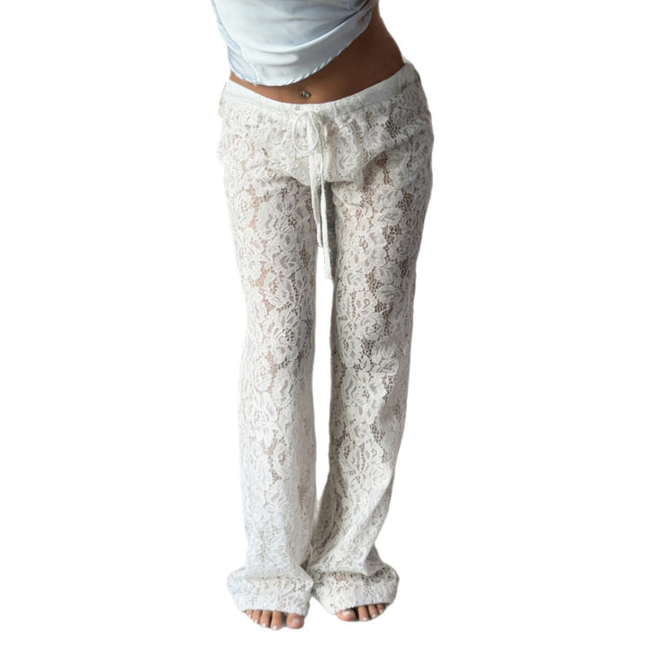 Damen Chiffon-Hosen im eleganten Blumenmuster mit elastischem Bund Drune